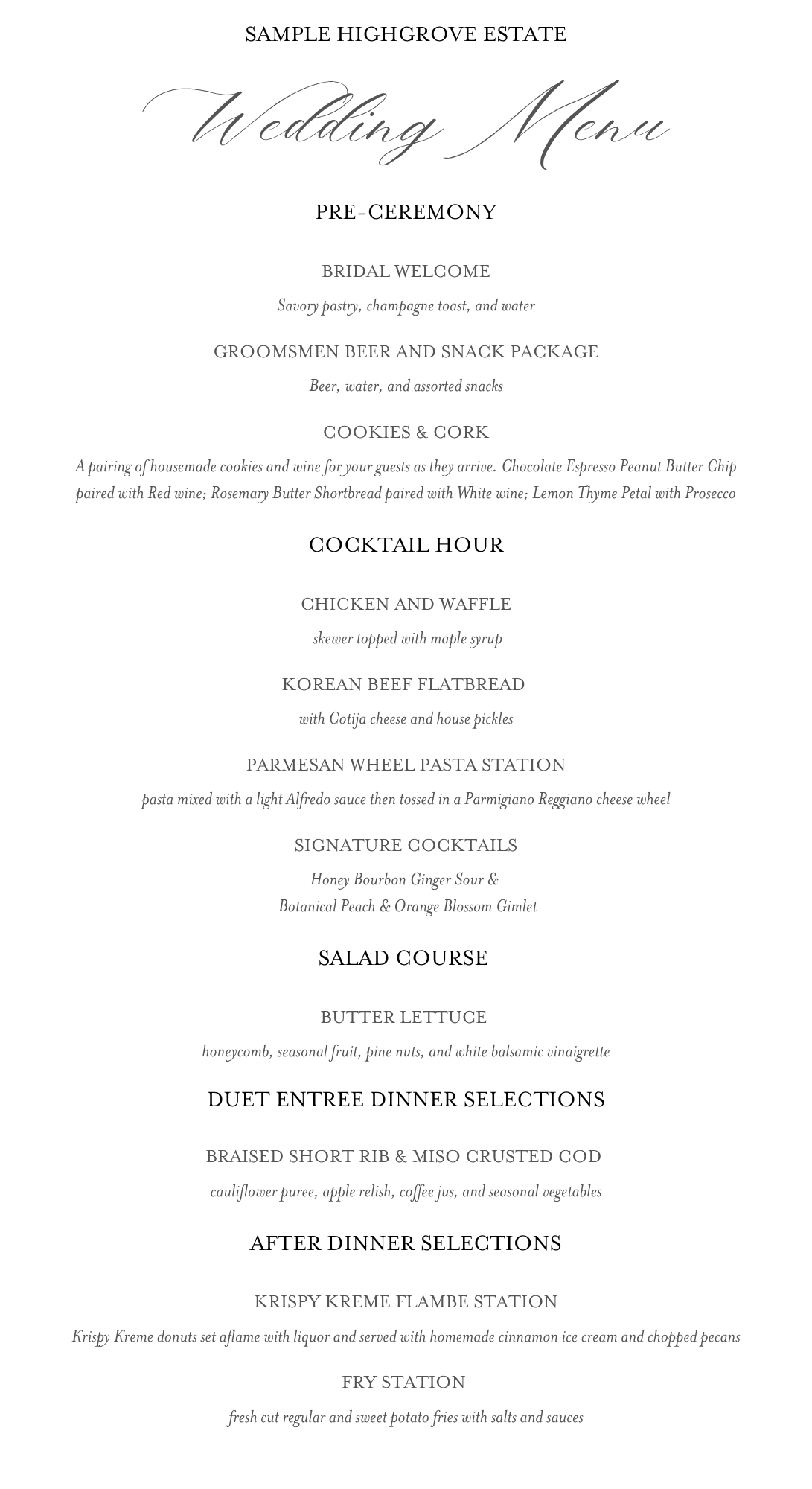 SAMPLE MENU (6 × 11 in)